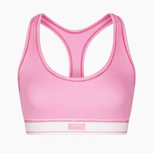 SKIMS Cotton Rib Racerback Sports Bra - Bubblegum Multi